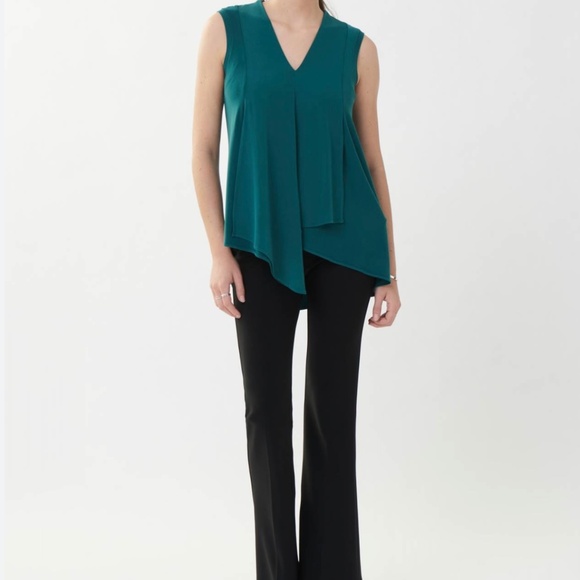 JOSEPH RIBKOFF Rainforest Sleeveless Vee Neck Popover Asymetrical Hem Sz 18 - Picture 10 of 11